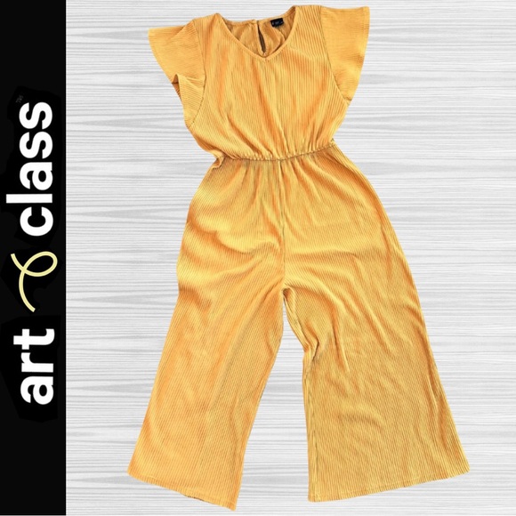 art class Other - Art Class Girls Mustard Yellow Ribbed Jumpsuit Wide Leg Pant / Sz Lg 10/12
